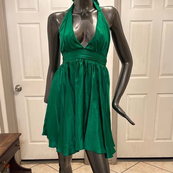 Alice + Olivia Vibrant Green Backless Dress - Picture 1 of 8